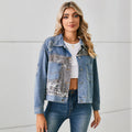 Fashion cross-border foreign trade independent station  new washed denim leopard print python print short jacket tops