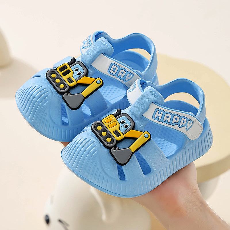 Eva kids' sandals - summer cartoon excavator design for baby boys and girls - cute, soft sole, non-slip, perfect for first walkers and toddlers