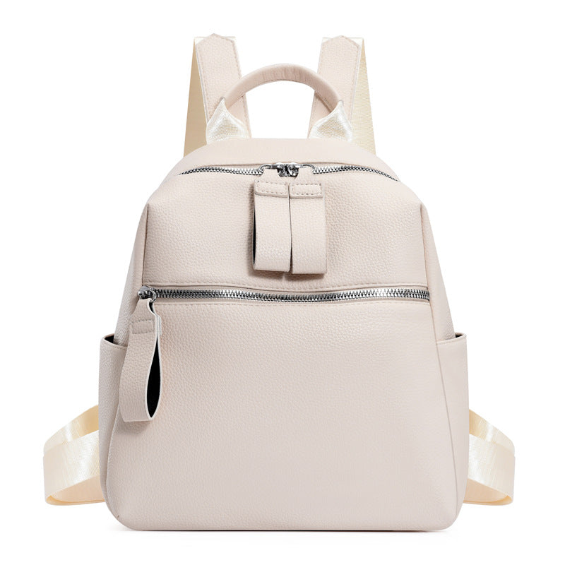 Cross-border backpack backpack women's 2024 new large-capacity travel backpack premium sense PU soft leather commuter leisure bag