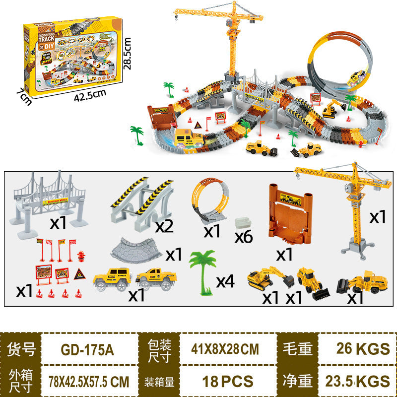 New arrival cross-border engineering rail car scene toy plug-in rail toy car educational kids electric rail toy