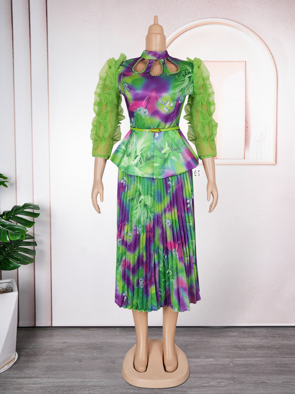 African  women's plus size cross-border printed dress new in stock fashion top and skirt two-piece set