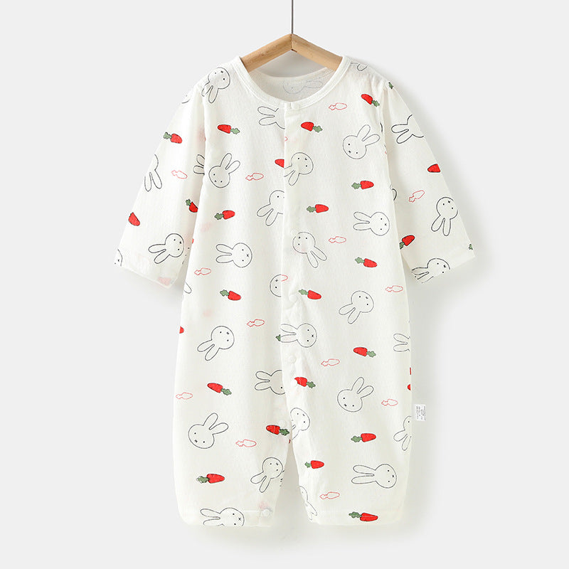 Newborn baby rompers - lightweight spring/summer long-sleeve sleep suits & crawling outfits