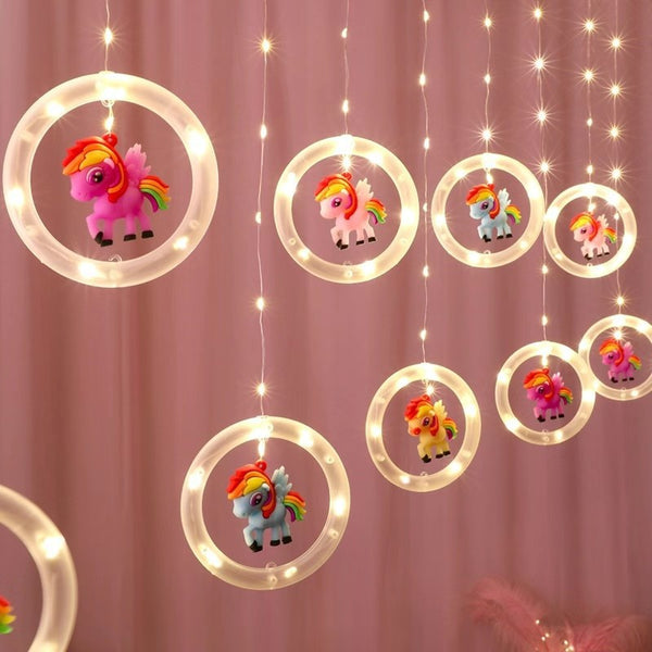 LED unicorn curtain lights Internet celebrity string lights girl room arrangement romantic star lights dormitory atmosphere decorative lights