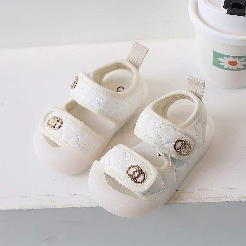 Summer baby sandals 1-2-3 years old soft sole non-abrasive first walker shoes boys casual shoes girls chanel-style children's shoes