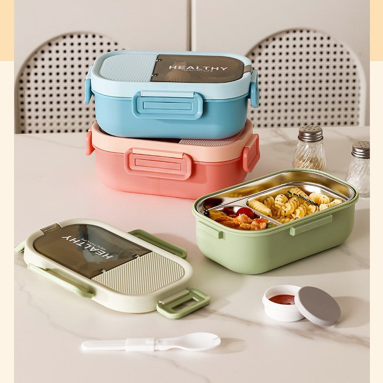 Cartoon 304 stainless steel lunch box - microwaveable, divided, leak-proof, portable student lunch container