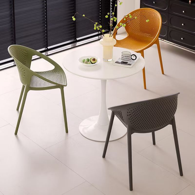 Scandinaviancut out dining table and chairs stackable dining chairs casual outdoor waiting chair for home plastic back chair small apartment