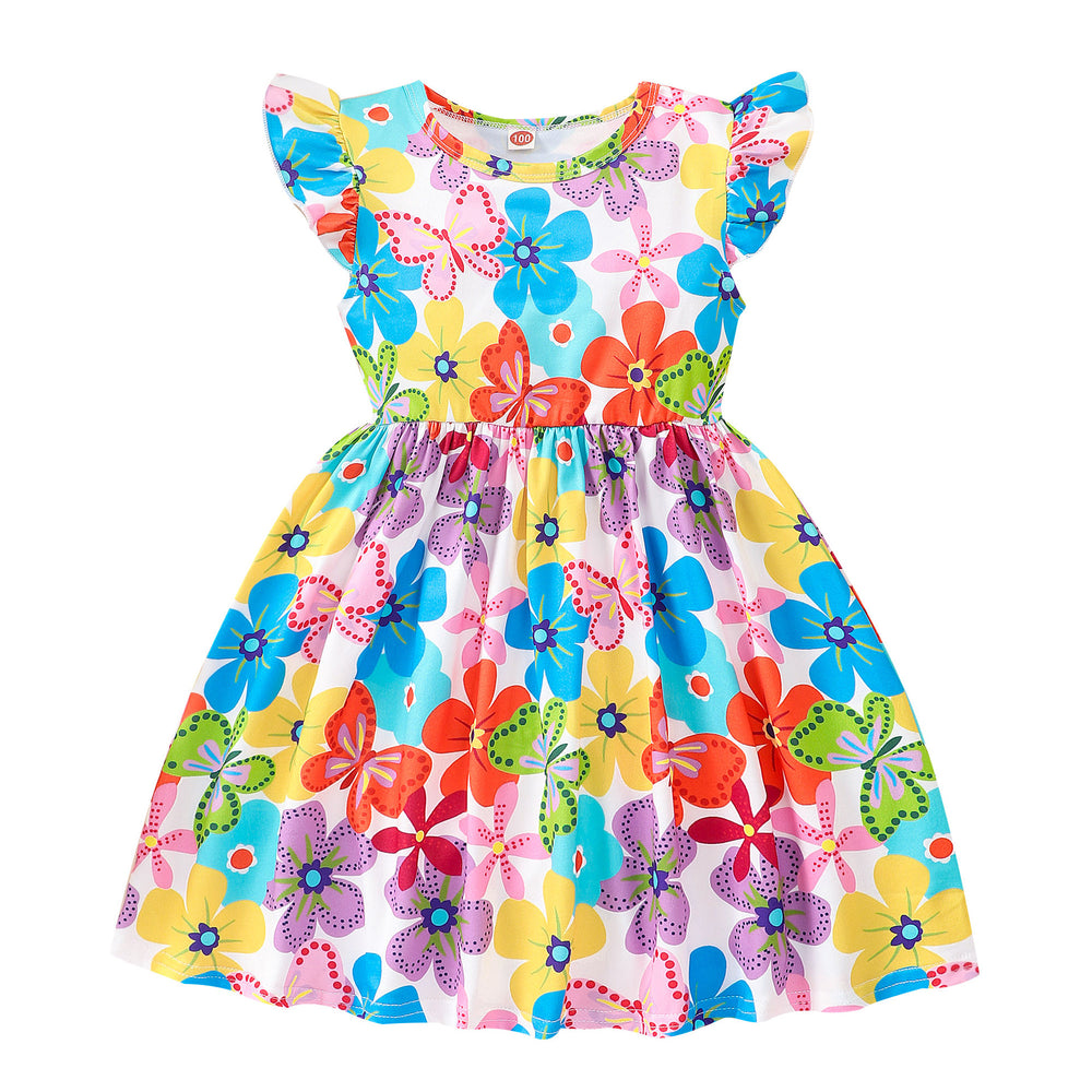 New arrival small and medium children flying sleeve dresskidsdressgirl princess dress