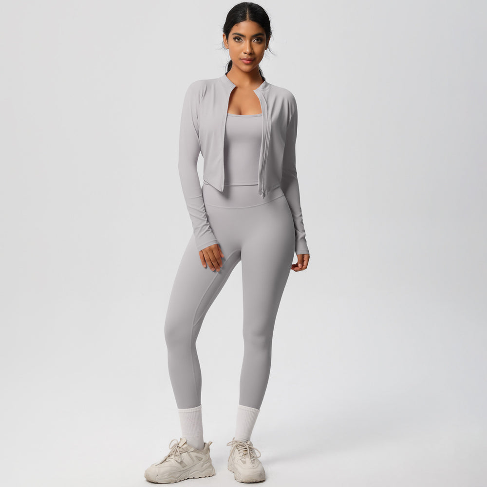 New cloud-like outdoor casual compression yoga set - quick-dry, high-waisted, slimming fitness activewear three-piece set