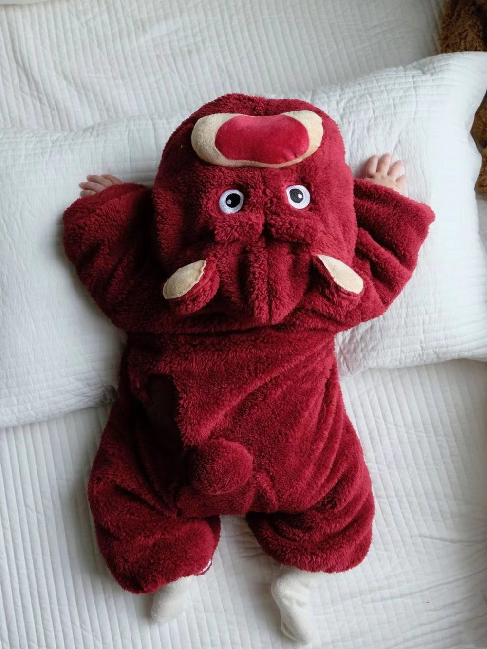 Baby warm autumn and winter cartoon cute thickened onesie, newborn winter romper, newborn outdoor jumpsuit