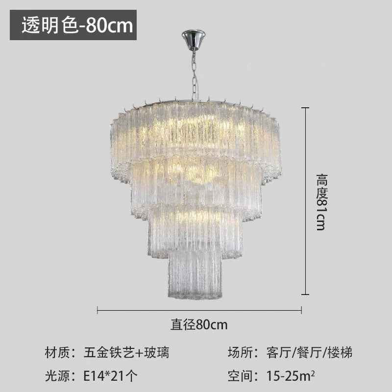 French light luxury crystal staircase light premium dining room bedroom villa lighting 2025 new living room chandelier
