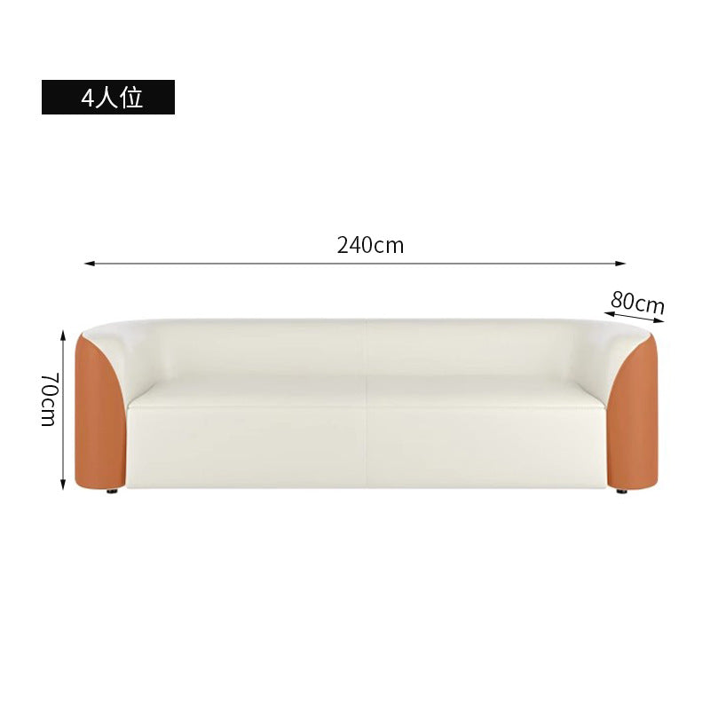 Meeting room/sales office negotiation table and chair set, light luxury clothing store/beauty salon solid wood frame leather sofa and coffee table