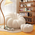 Vacuum compressed pumpkin lazy sofa - reclining & sleepable single sofa - cream style for bedroom, living room, or balcony