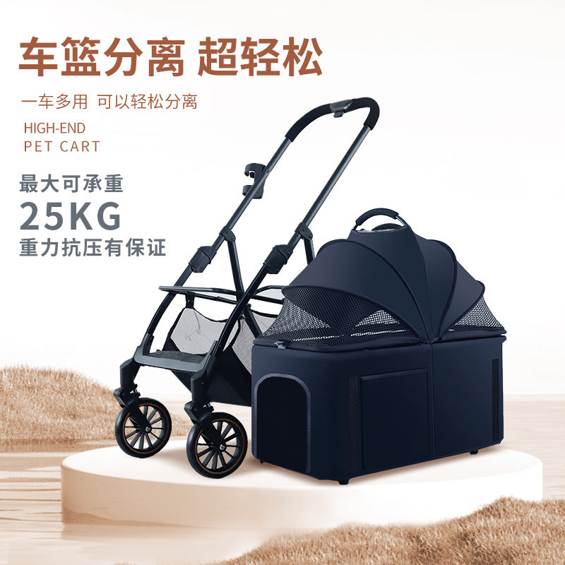 Pet stroller for cats and dogs - foldable, lightweight, and portable for small pets