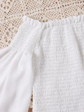 Clear! fashion style girl's pullover shirt with trumpet sleeves + floral print pleated skirt suit green warehouse style