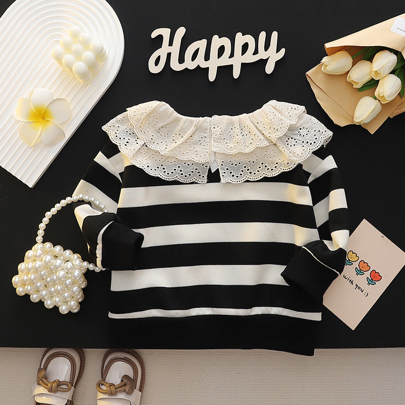 Girls' spring/autumn sweatshirt -  new stylish children's wear - korean style striped autumn top for baby girls and kids