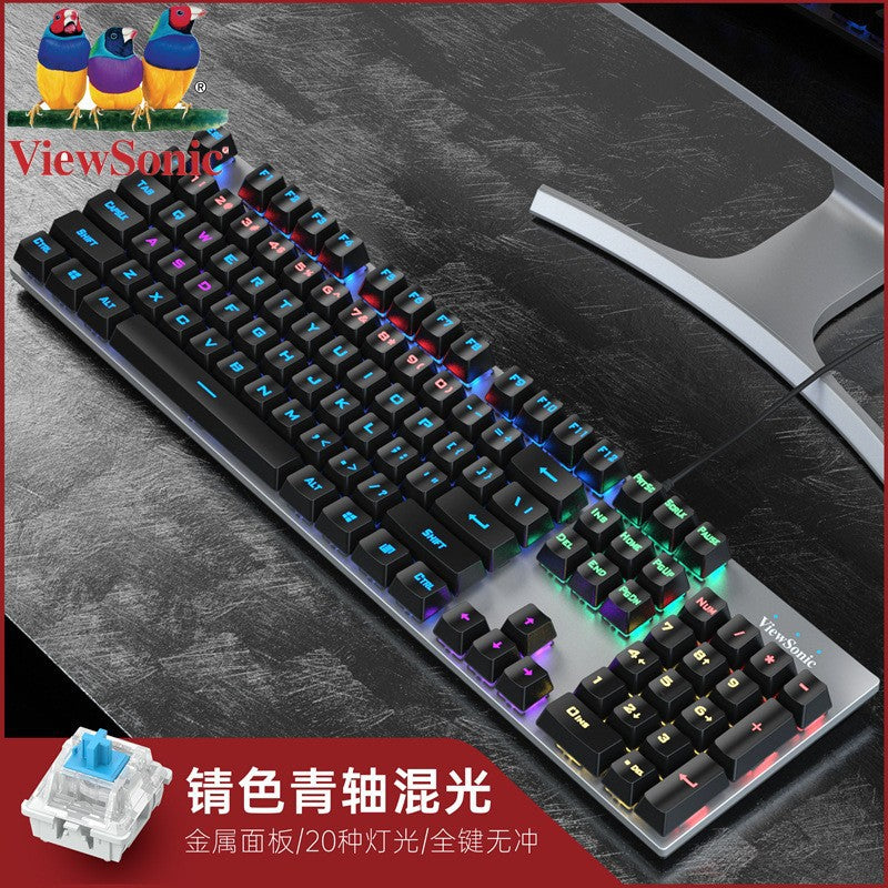 Hp gk100f mechanical keyboard, 104-key wired gaming keyboard for laptops and desktops, lol blue switch