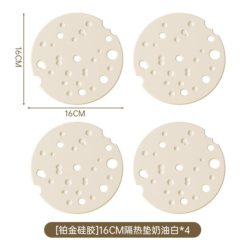 Silicone insulated placemat - cream style table protector, bowl mat, plate & pot holder, premium coaster, high-temperature resistant placemat