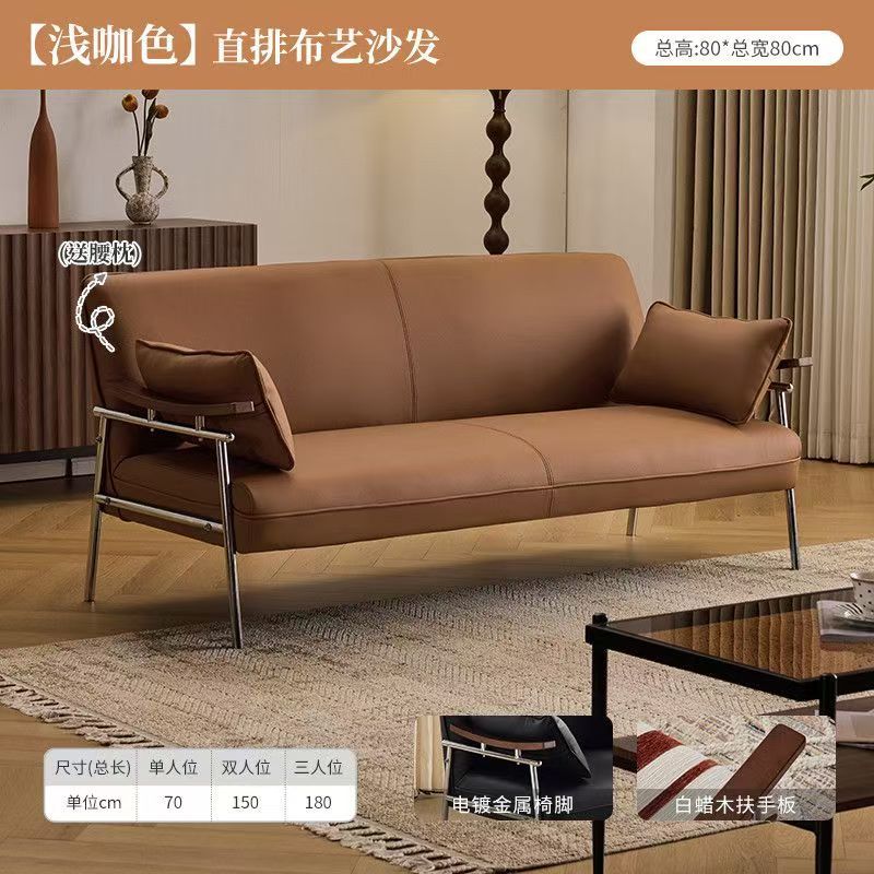 Nordic japanese style solid wood leather sofa - compact, creative, minimalist design for living room or bedroom - available in 3-seater and 2-seater options - natural wood aesthetic