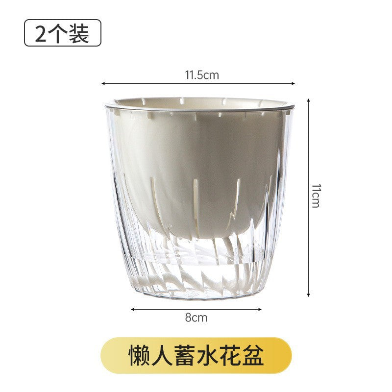 Office transparent lazy flower pot small self-priming water green dill orchid special indoor desktop small thickened flower pot