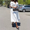 Amazon european goods  summer new arrival: minimalist chic solid color v-neck button-down midi dress
