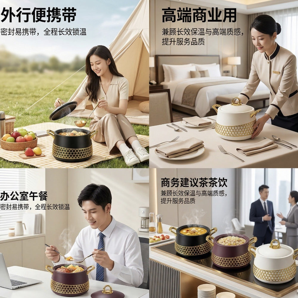 Insulationfood warmer stainless steel thermal insulation box thermal insulation pot thermal insulation water kettle 3-piece pot suit