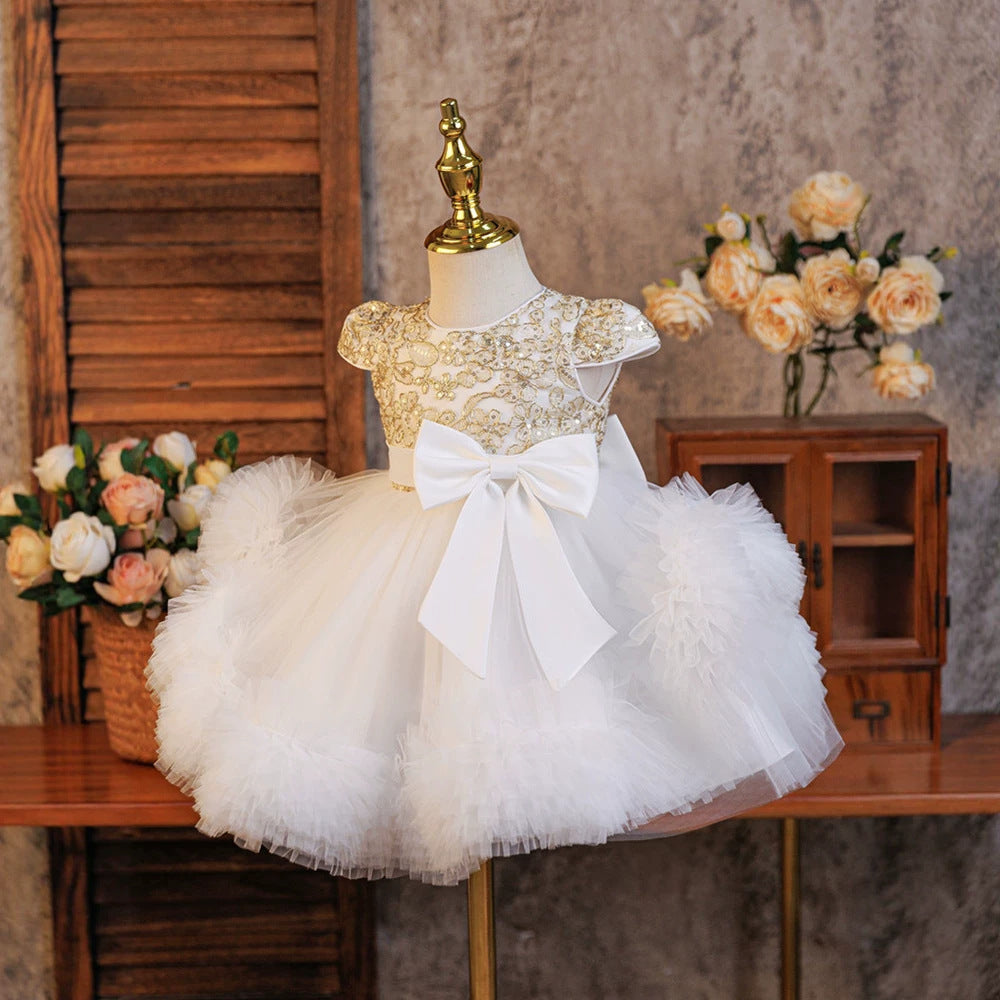 Kids' princess dress, european & american style flower girl sequin tutu, runway performance costume, girls' lace dress - in stock