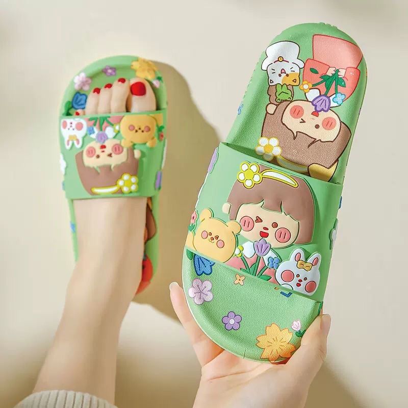 2025 new women's summer slippers - cute cartoon design, outdoor wear, bathroom, home, bath, non-slip, indoor house slippers