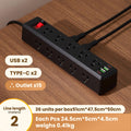 Us standard power strip with overload protection, 125v usb charging port - compatible with us and canadian outlets