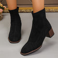Export thick heel thin boots women's autumn winternew arrival suede square toe fashion elastic fashion boots cross-border plus size short boots