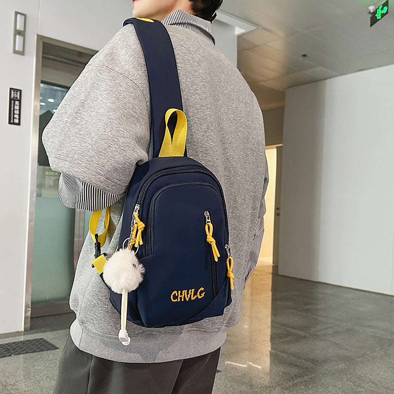 Cross-border 2025 new men's and women's outdoor fashion breast bag large capacity lightweight shoulder bag Oxford cloth casual messenger bag