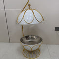 White stainless steel globe buffet warmer - creative hanging lid buffet stove - hotel-style hot pot warmer
