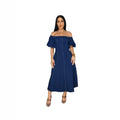 Fashionnew arrivalexport cross-border women's denim u-neck short-sleeved longdress women's plus size waist slimming look skirt