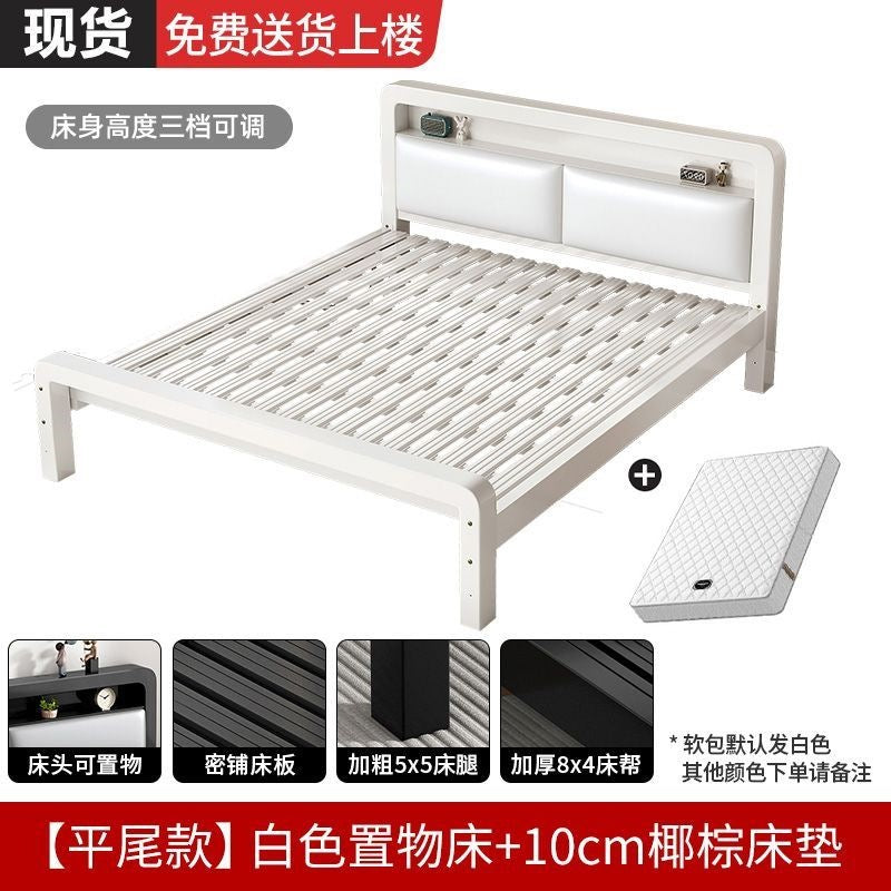 Extra thick iron frame bed carbon steel bed rental house assembled iron bed bold dormitory iron bed bedroom simple bed big sale