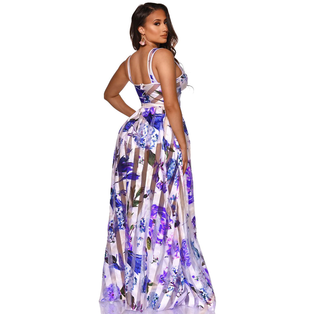 Summer new european and american style bandeau camisole print sheer maxi dress -  &  women's clothing