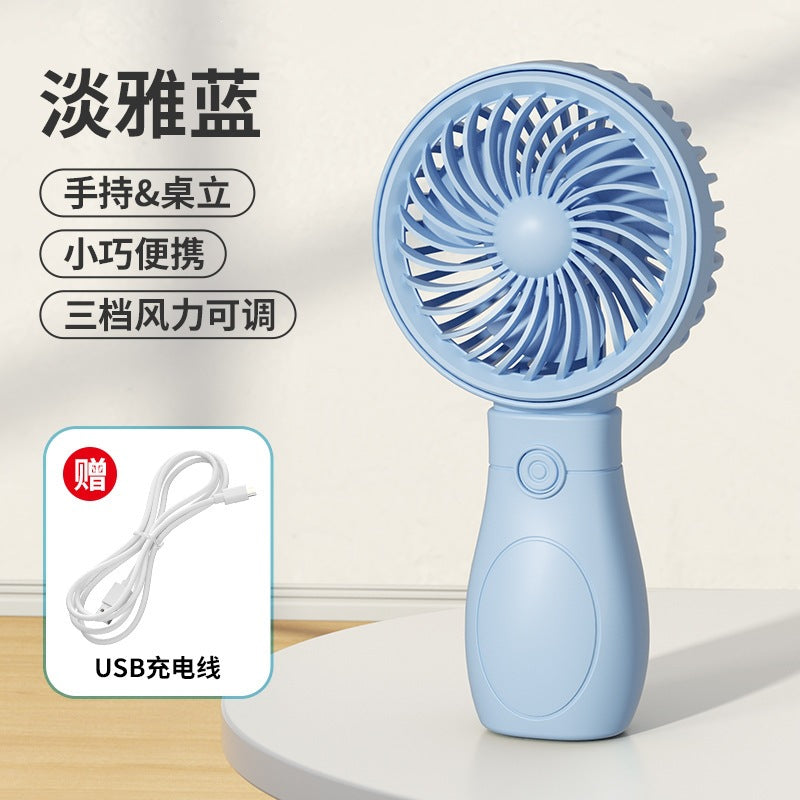 Handheld mini fan - portable, rechargeable, usb powered, silent desktop fan for office, student dorm, and travel
