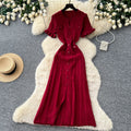 Export french tweed styleclassyfashionable buttoned silm short-sleeved knittingdress women's summer waist elegant