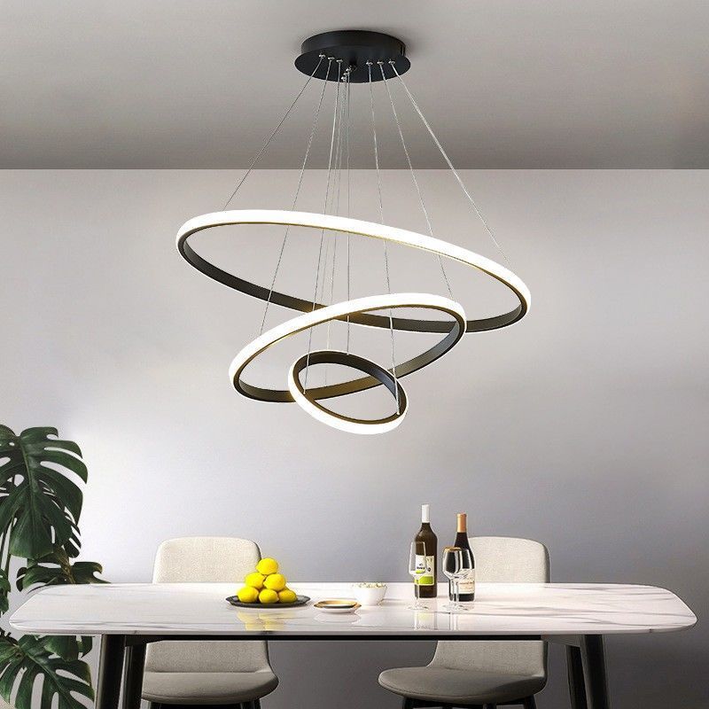 Three rings chandelier three circles restaurant dining room dining table bar room ring light staircase led living room light round lamp