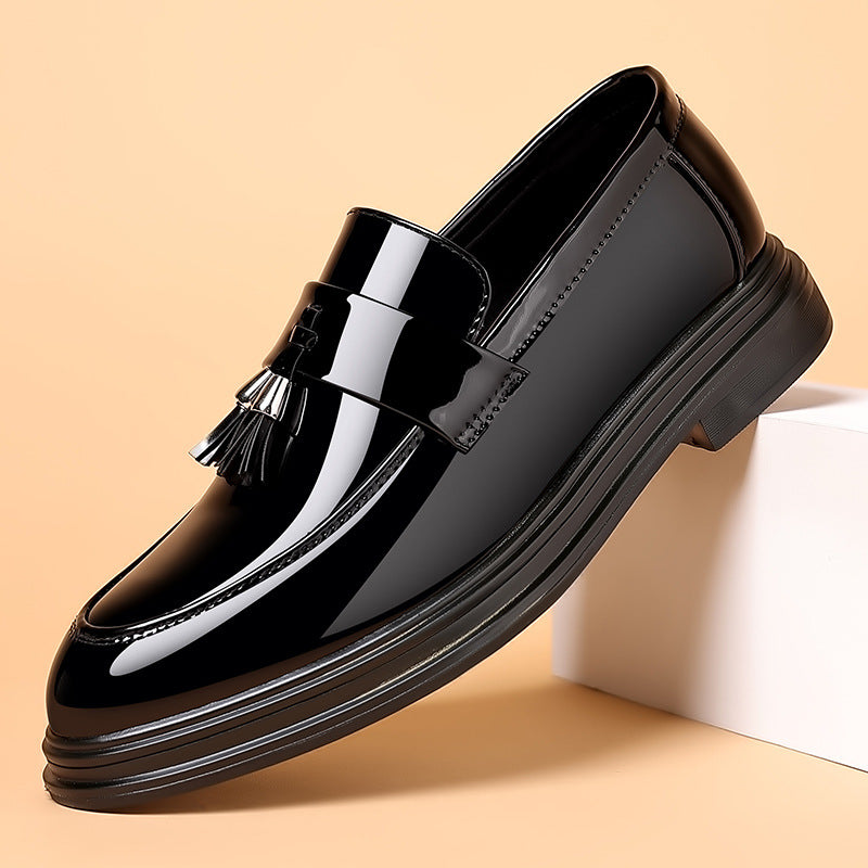 Men's leather dress shoes - autumn business formal, plus size casual soft sole black wedding/groom shoes