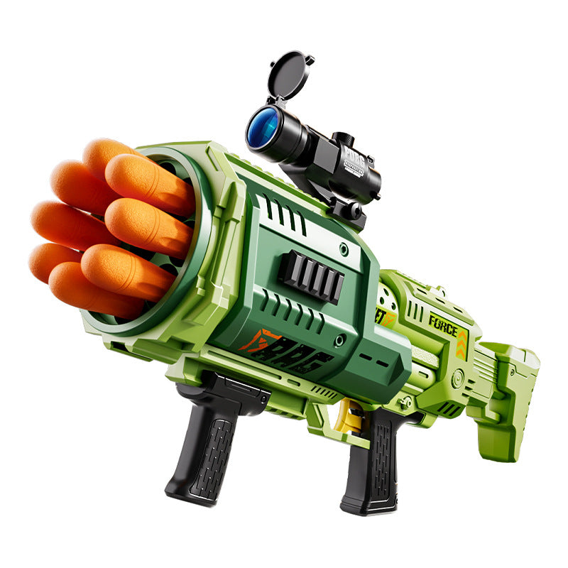 Kids' military green rocket launcher toy - 8 round magazine, military model toy mortar with barrel, birthday gift