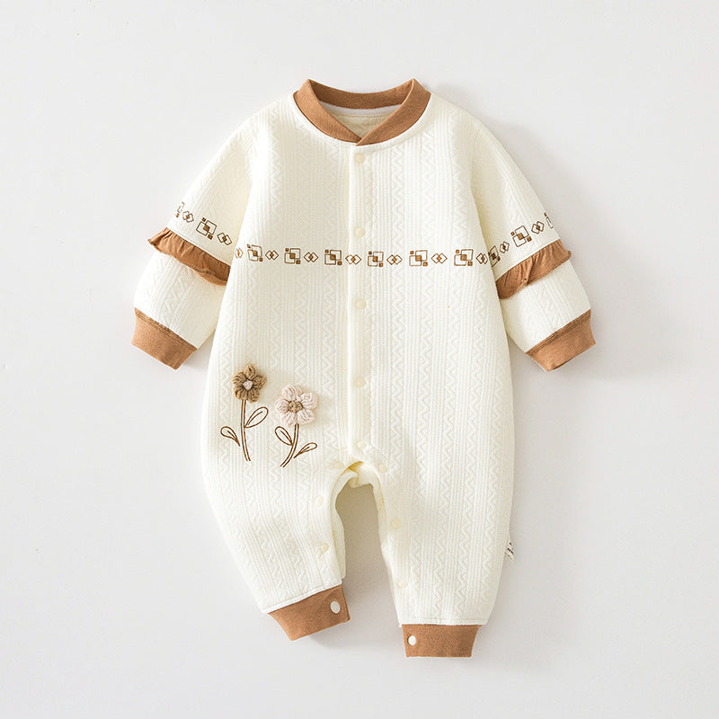 Babylon class a split heattech jumpsuit fall and winter boneless khaki newborn quilted romper kids jumpsuit