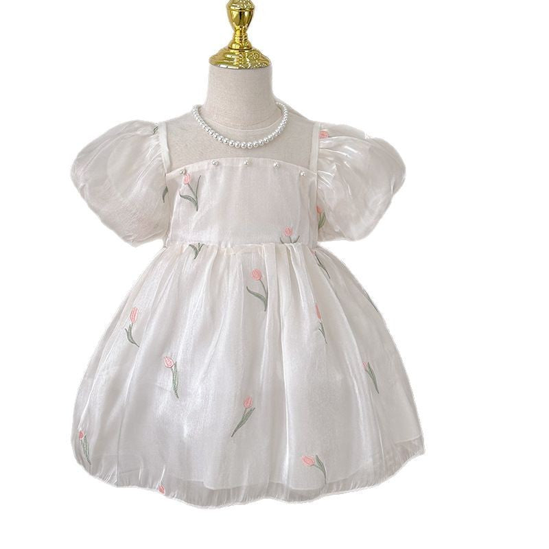 summer girls' dress - stylish butterfly wing design, sweet little girl's puff sleeve princess dress - clearance sale on remaining sizes