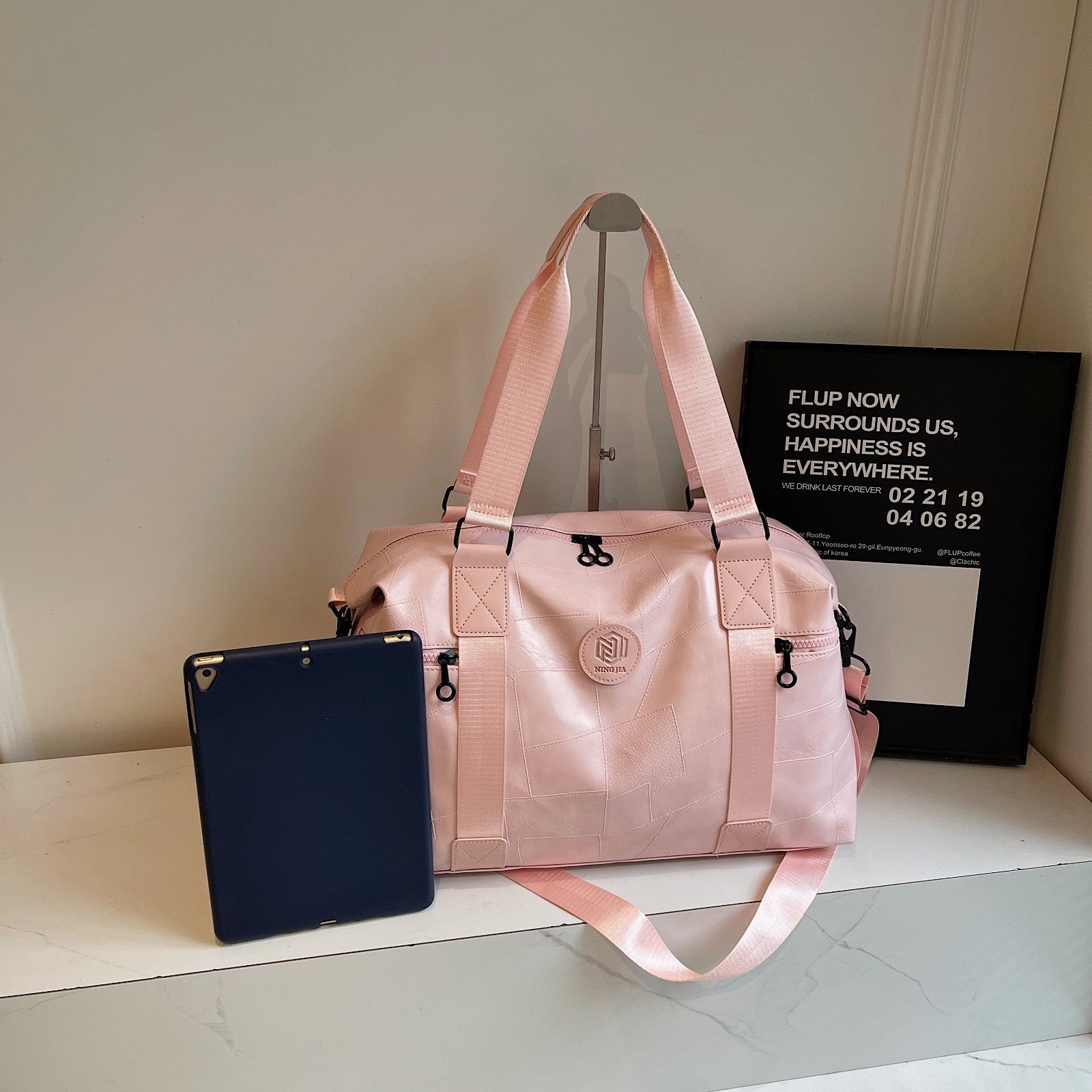 New soft leather texture travel bag large capacity lightweight portable duffel bag dry and wet separation fashionable yoga fitness bag