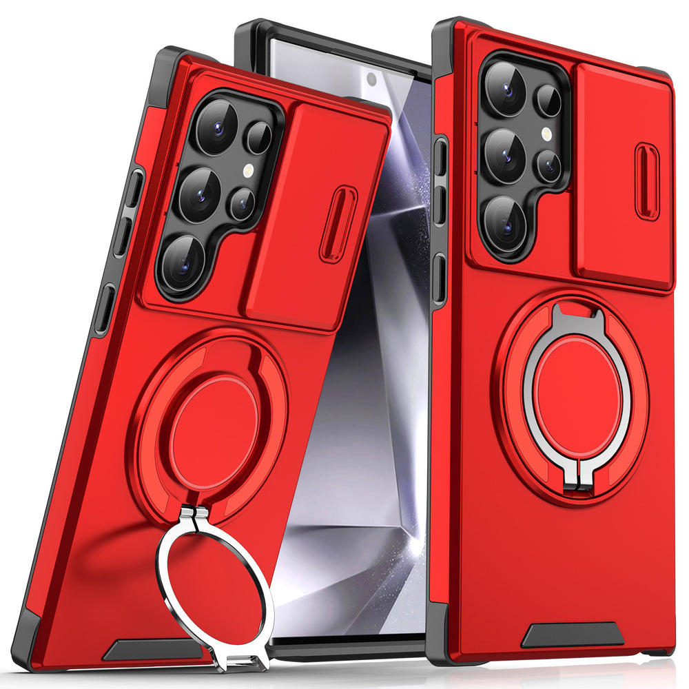 Amazon cross-border wholesale suitable for samsung s26ultra european and american car magnetic holder mobile phone case a57 sliding window