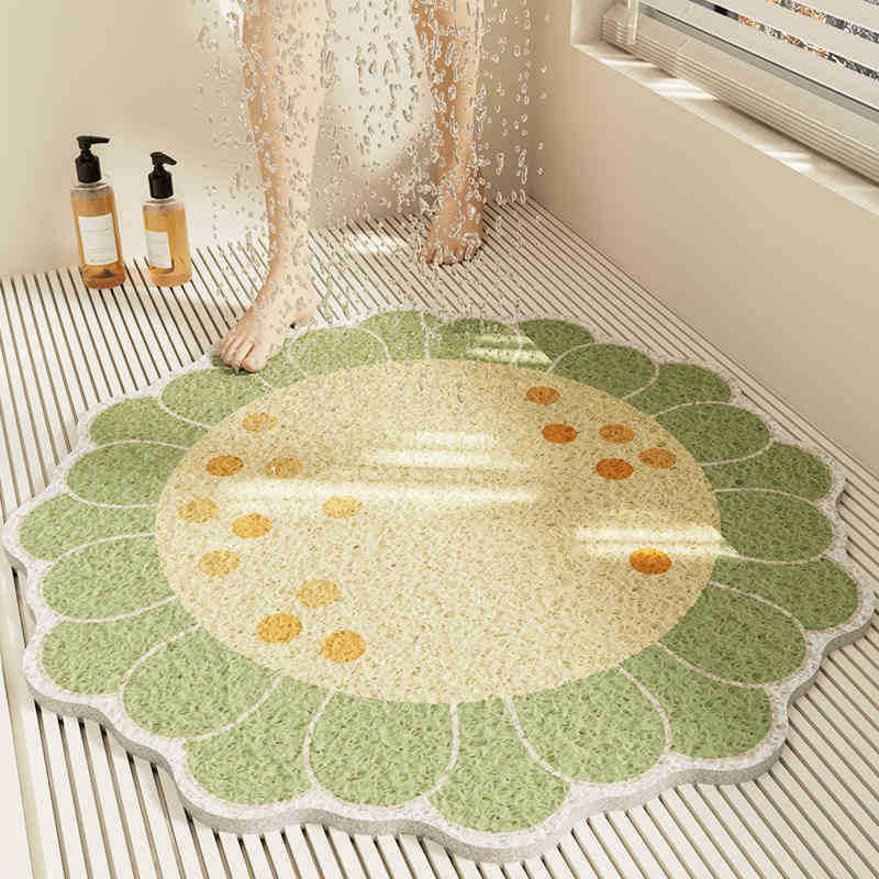 Special-shaped flower bathroom non-slip floor mat cut out wire loop shower room anti-fall foot mat bathroom bathtub drain foot mat
