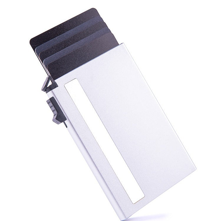 New automatic pop-up side press credit card box member card sleeve metal aluminum card bag anti-theft brush anti-magnetic RFID card bag