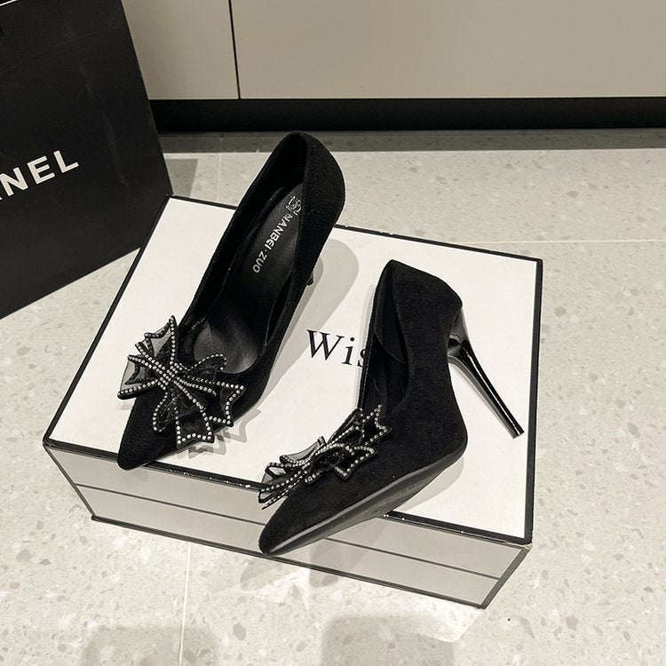 French high heels: new european and american fashion floral pointed-toe stiletto heels for women, summer 2025 collection