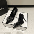 French high heels: new european and american fashion floral pointed-toe stiletto heels for women, summer 2025 collection
