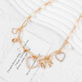 European and american cross-border metal cold style heart bow necklace women's fashion accessible luxury diamond inlaid cut outfall and wintersweater chain
