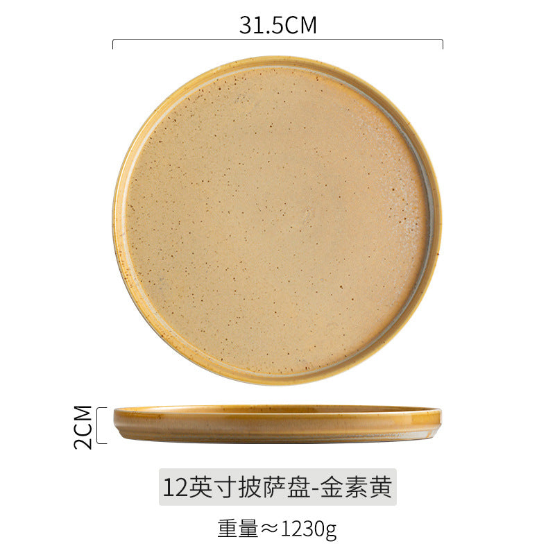 Kiln-turned-steak plate, creative western food plate, steak plate, commercial catering plate, for home ceramic dish plate