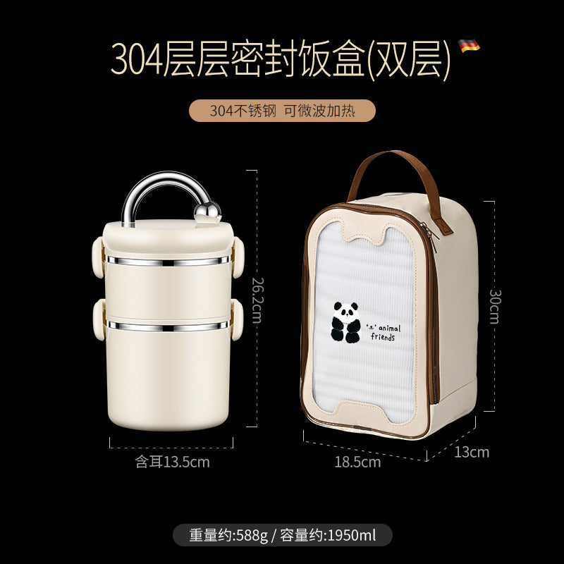 304 stainless steel thermal insulation lifting pot, portable thermal insulation bucket, portable for office workers, can be heated in microwave oven, multi-layer lunch box